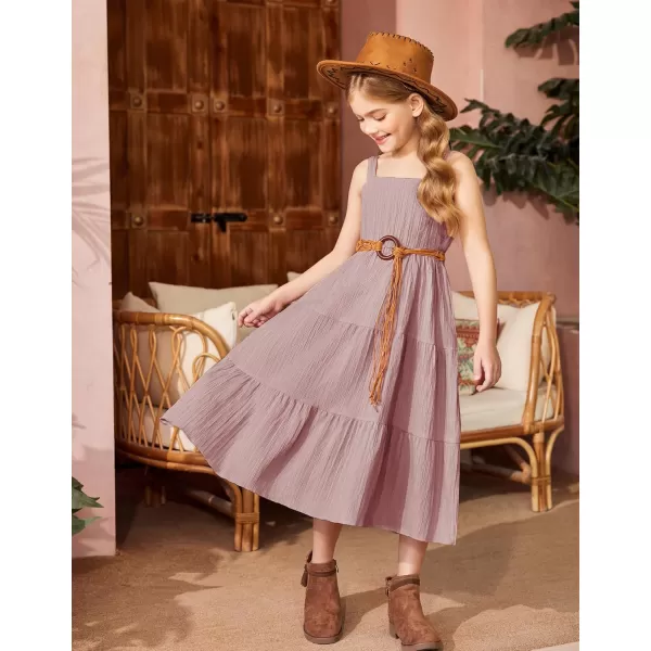 Arshiner Girl's Sundresses Summer Boho Strap Tiered Cami Maxi Dresses with Pockets