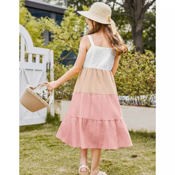 Arshiner Girl's Sundresses Summer Boho Strap Tiered Cami Maxi Dresses with Pockets