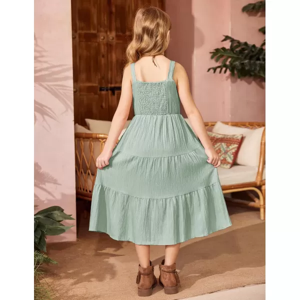 Arshiner Girl's Sundresses Summer Boho Strap Tiered Cami Maxi Dresses with Pockets