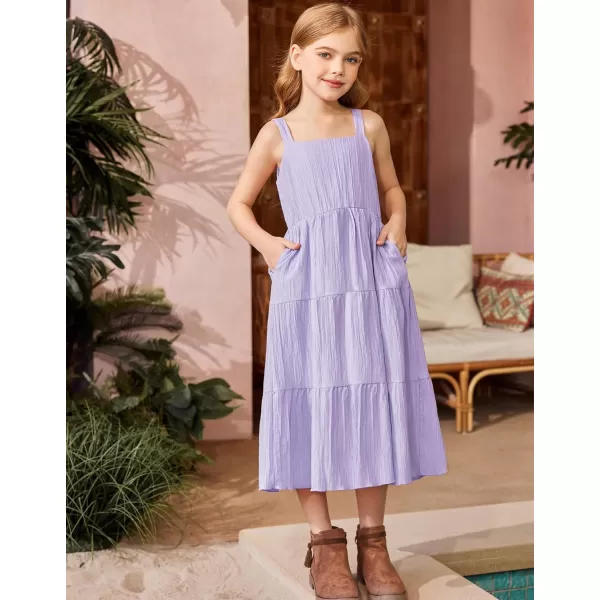 Arshiner Girl's Sundresses Summer Boho Strap Tiered Cami Maxi Dresses with Pockets