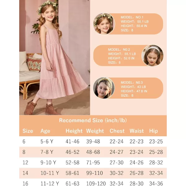 Arshiner Girl's Sundresses Summer Boho Strap Tiered Cami Maxi Dresses with Pockets