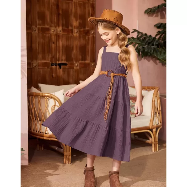 Arshiner Girl's Sundresses Summer Boho Strap Tiered Cami Maxi Dresses with Pockets