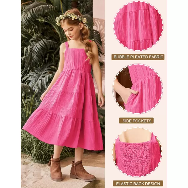 Arshiner Girl's Sundresses Summer Boho Strap Tiered Cami Maxi Dresses with Pockets