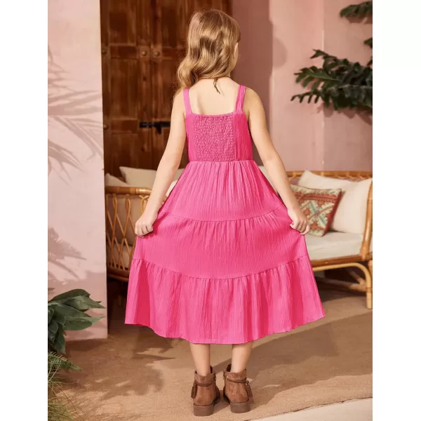 Arshiner Girl's Sundresses Summer Boho Strap Tiered Cami Maxi Dresses with Pockets