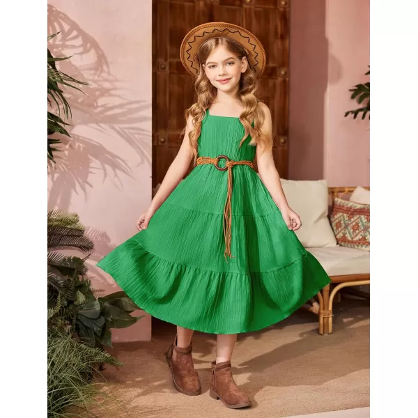 Arshiner Girl's Sundresses Summer Boho Strap Tiered Cami Maxi Dresses with Pockets