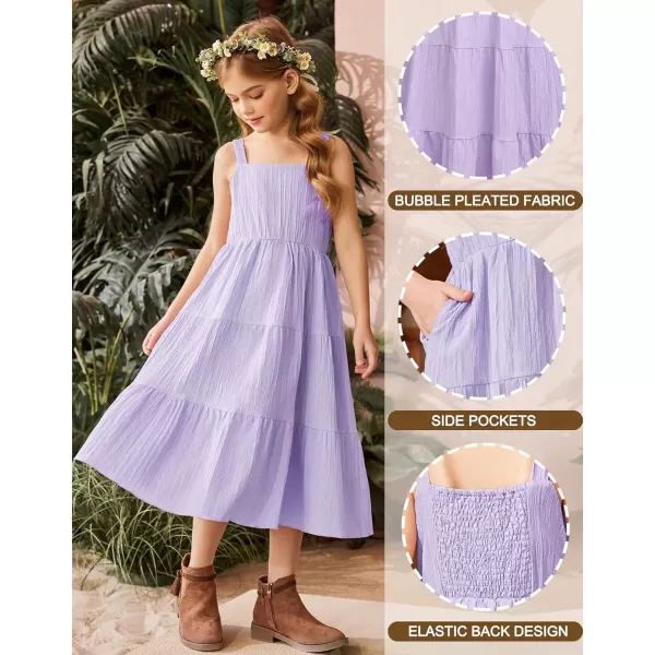 Arshiner Girl's Sundresses Summer Boho Strap Tiered Cami Maxi Dresses with Pockets