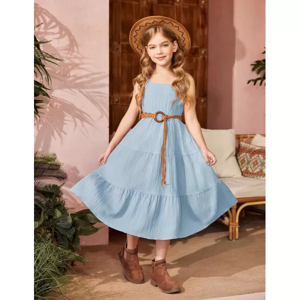 Arshiner Girl's Sundresses Summer Boho Strap Tiered Cami Maxi Dresses with Pockets