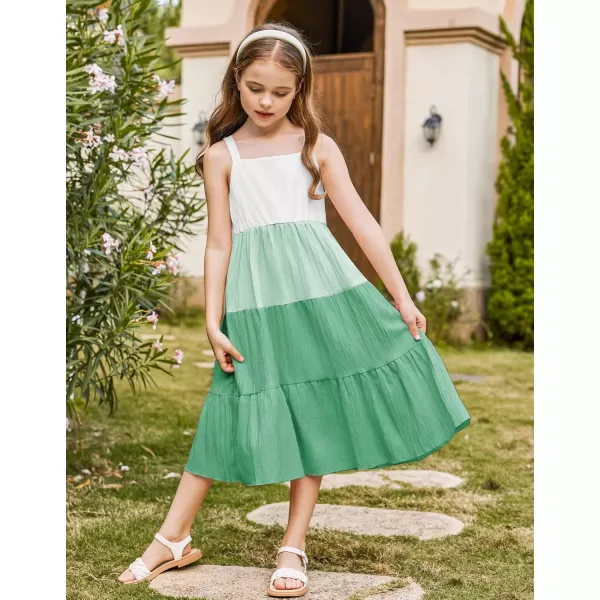Arshiner Girl's Sundresses Summer Boho Strap Tiered Cami Maxi Dresses with Pockets