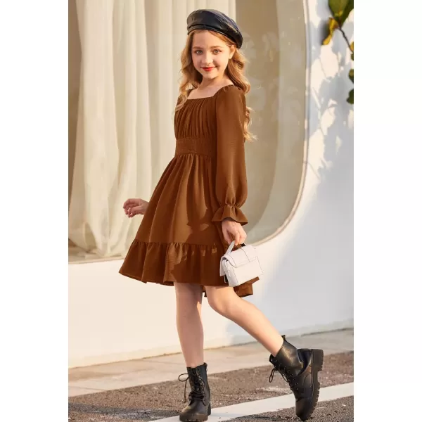 Arshiner Girls Tie Back Short Sleeve Ruffle Hem Off Shoulder Casual Elegant Dresses 4-12 Years