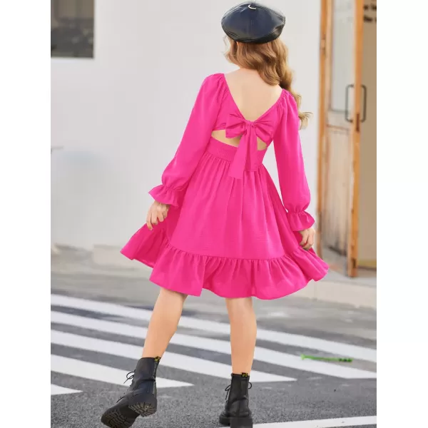 Arshiner Girls Tie Back Short Sleeve Ruffle Hem Off Shoulder Casual Elegant Dresses 4-12 Years