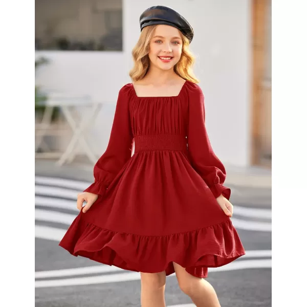 Arshiner Girls Tie Back Short Sleeve Ruffle Hem Off Shoulder Casual Elegant Dresses 4-12 Years