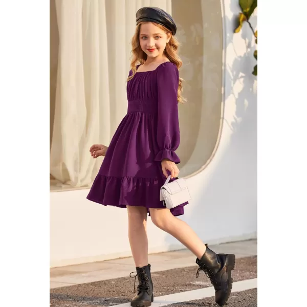 Arshiner Girls Tie Back Short Sleeve Ruffle Hem Off Shoulder Casual Elegant Dresses 4-12 Years