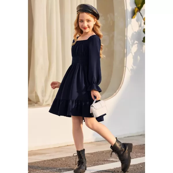 Arshiner Girls Tie Back Short Sleeve Ruffle Hem Off Shoulder Casual Elegant Dresses 4-12 Years