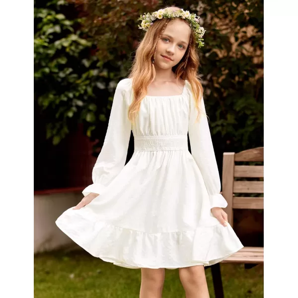 Arshiner Girls Tie Back Short Sleeve Ruffle Hem Off Shoulder Casual Elegant Dresses 4-12 Years
