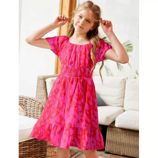 Arshiner Girls Tie Back Short Sleeve Ruffle Hem Off Shoulder Casual Elegant Dresses 4-12 Years