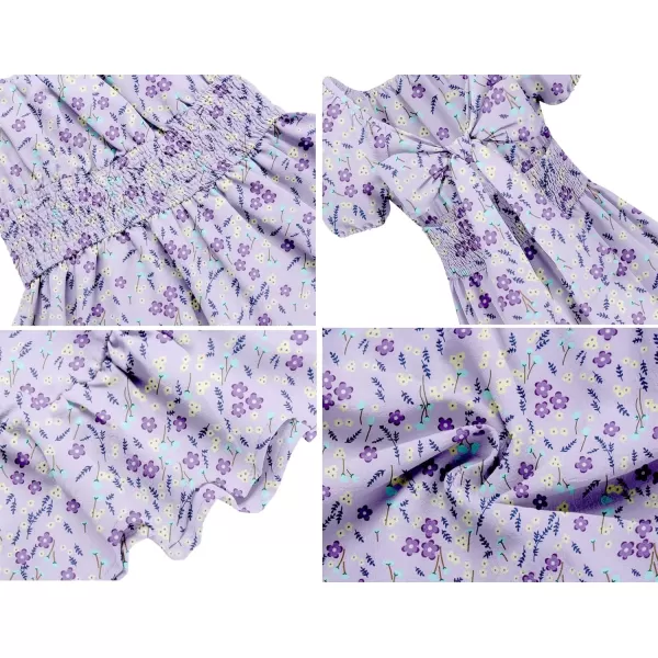 Arshiner Girls Tie Back Short Sleeve Ruffle Hem Off Shoulder Casual Elegant Dresses 4-12 Years