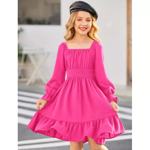 Arshiner Girls Tie Back Short Sleeve Ruffle Hem Off Shoulder Casual Elegant Dresses 4-12 Years