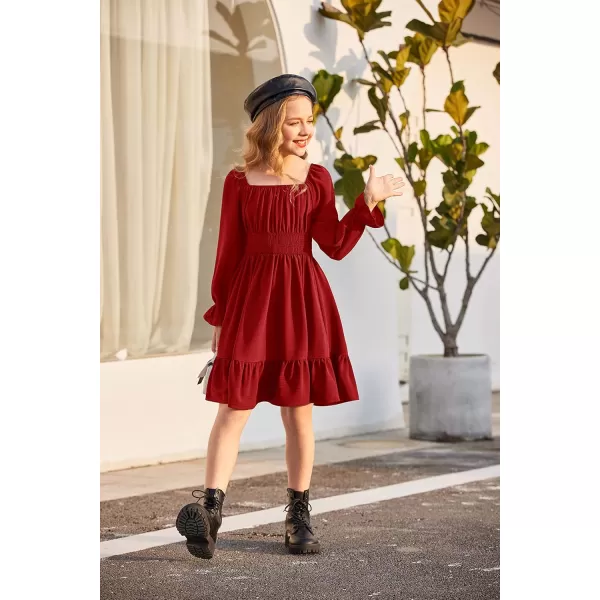 Arshiner Girls Tie Back Short Sleeve Ruffle Hem Off Shoulder Casual Elegant Dresses 4-12 Years