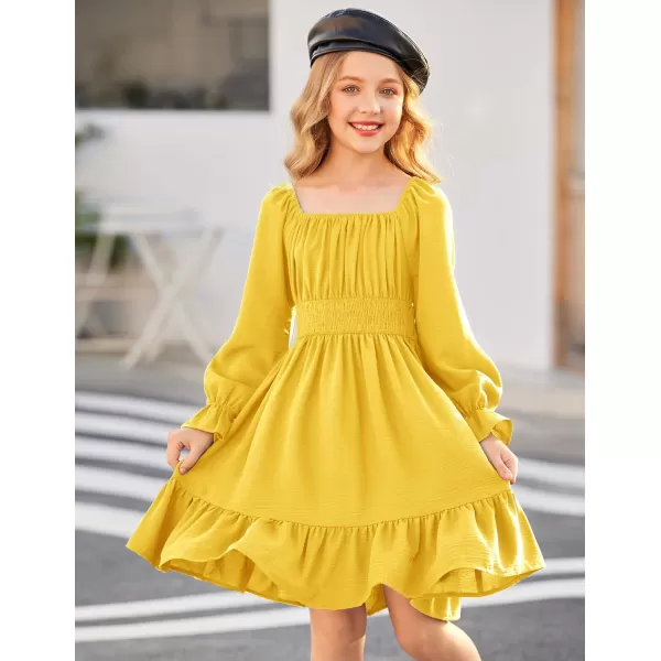 Arshiner Girls Tie Back Short Sleeve Ruffle Hem Off Shoulder Casual Elegant Dresses 4-12 Years