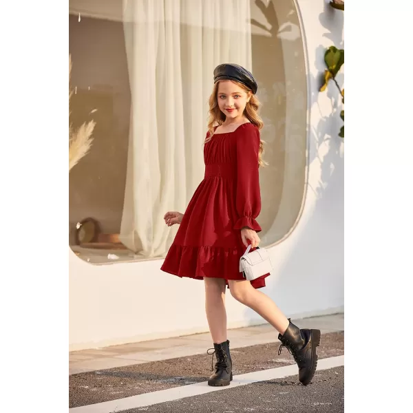 Arshiner Girls Tie Back Short Sleeve Ruffle Hem Off Shoulder Casual Elegant Dresses 4-12 Years