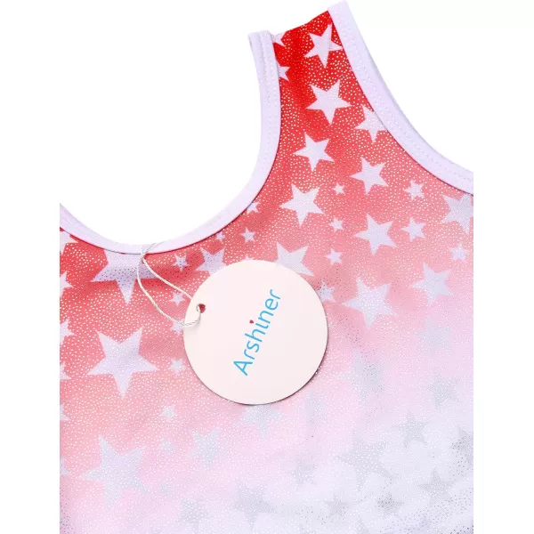Arshiner Kid Girls Sleeveless Gymnastics Leotards Shiny Sparkle Stars One Piece Ballet Dance Outfit