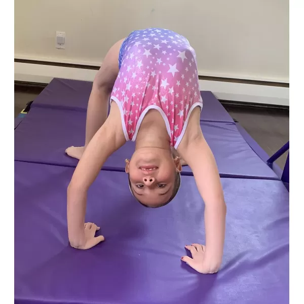 Arshiner Kid Girls Sleeveless Gymnastics Leotards Shiny Sparkle Stars One Piece Ballet Dance Outfit