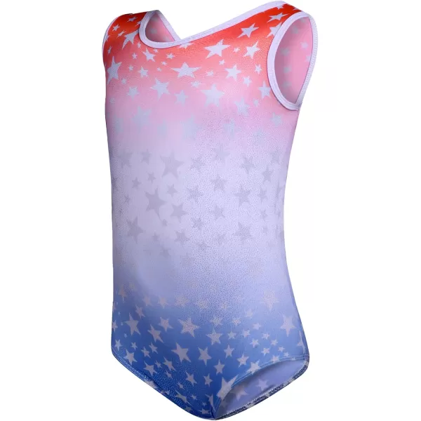 Arshiner Kid Girls Sleeveless Gymnastics Leotards Shiny Sparkle Stars One Piece Ballet Dance Outfit