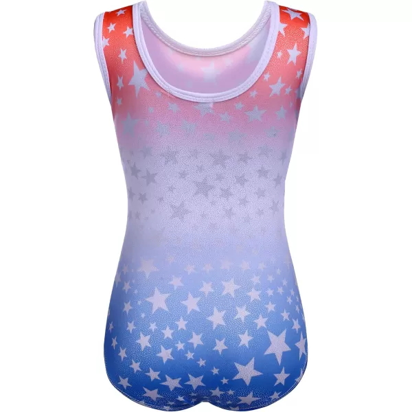 Arshiner Kid Girls Sleeveless Gymnastics Leotards Shiny Sparkle Stars One Piece Ballet Dance Outfit