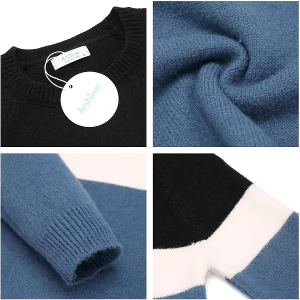 Arshiner Kids Boys Pullover Crewneck Sweater Long Sleeve Knit Stripe Casual Sweater for 5-13Years
