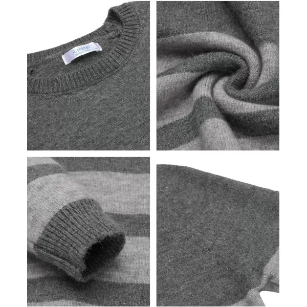 Arshiner Kids Boys Pullover Crewneck Sweater Long Sleeve Knit Stripe Casual Sweater for 5-13Years