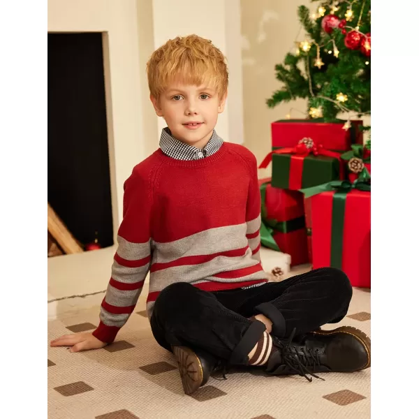 Arshiner Kids Boys Pullover Crewneck Sweater Long Sleeve Knit Stripe Casual Sweater for 5-13Years
