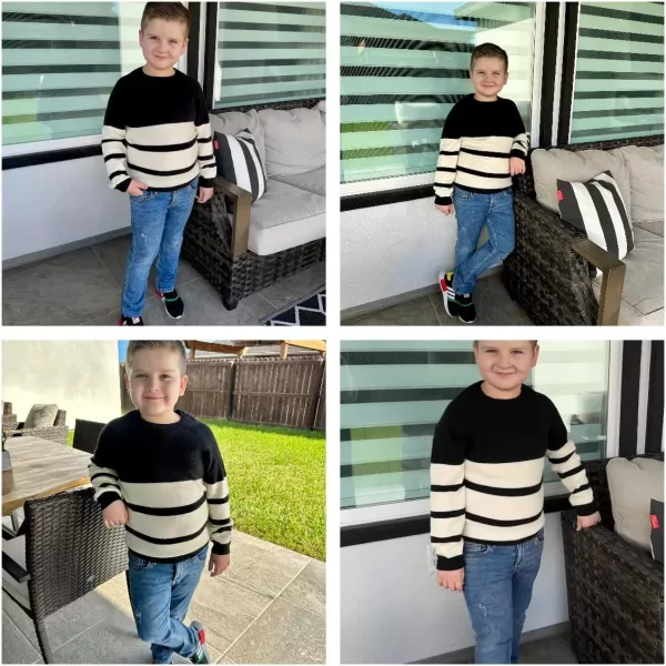Arshiner Kids Boys Pullover Crewneck Sweater Long Sleeve Knit Stripe Casual Sweater for 5-13Years