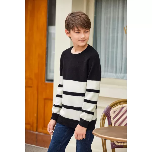 Arshiner Kids Boys Pullover Crewneck Sweater Long Sleeve Knit Stripe Casual Sweater for 5-13Years