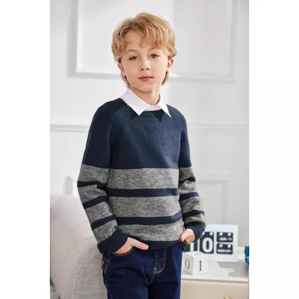 Arshiner Kids Boys Pullover Crewneck Sweater Long Sleeve Knit Stripe Casual Sweater for 5-13Years