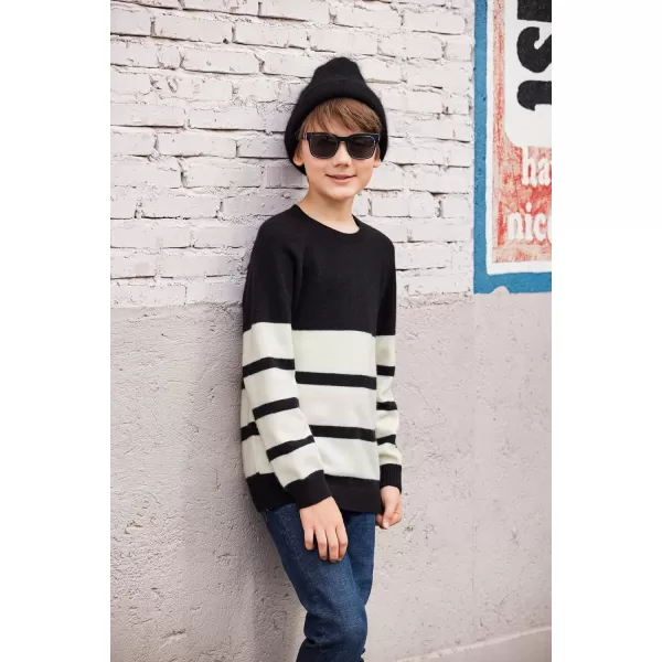 Arshiner Kids Boys Pullover Crewneck Sweater Long Sleeve Knit Stripe Casual Sweater for 5-13Years
