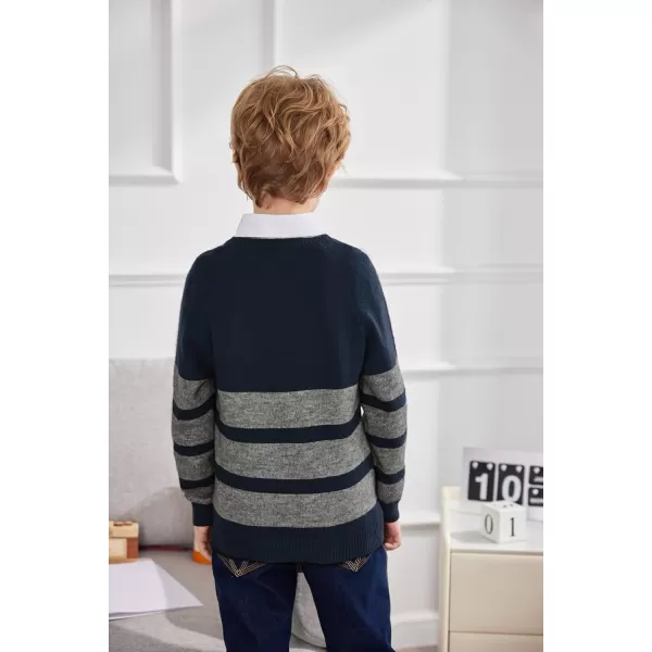 Arshiner Kids Boys Pullover Crewneck Sweater Long Sleeve Knit Stripe Casual Sweater for 5-13Years