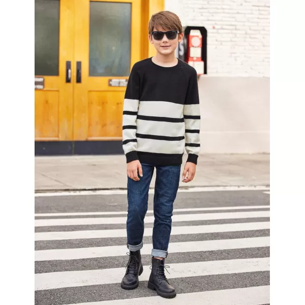 Arshiner Kids Boys Pullover Crewneck Sweater Long Sleeve Knit Stripe Casual Sweater for 5-13Years
