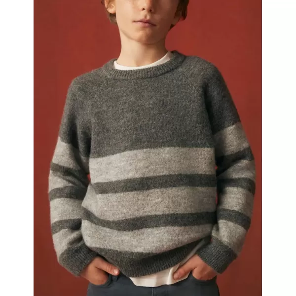 Arshiner Kids Boys Pullover Crewneck Sweater Long Sleeve Knit Stripe Casual Sweater for 5-13Years