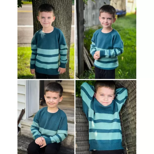 Arshiner Kids Boys Pullover Crewneck Sweater Long Sleeve Knit Stripe Casual Sweater for 5-13Years
