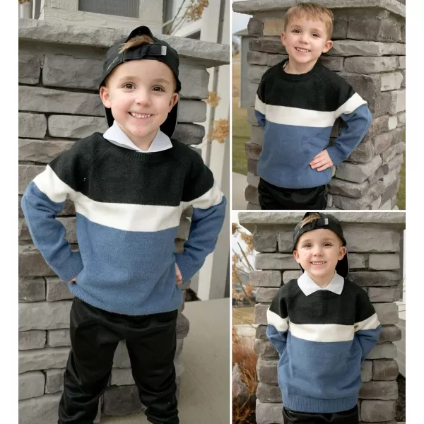 Arshiner Kids Boys Pullover Crewneck Sweater Long Sleeve Knit Stripe Casual Sweater for 5-13Years
