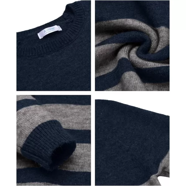Arshiner Kids Boys Pullover Crewneck Sweater Long Sleeve Knit Stripe Casual Sweater for 5-13Years