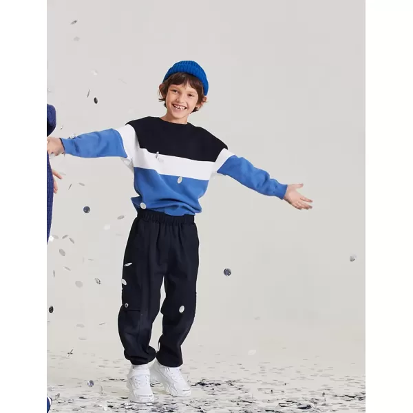 Arshiner Kids Boys Pullover Crewneck Sweater Long Sleeve Knit Stripe Casual Sweater for 5-13Years
