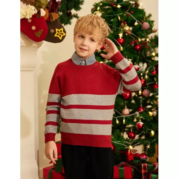 Arshiner Kids Boys Pullover Crewneck Sweater Long Sleeve Knit Stripe Casual Sweater for 5-13Years