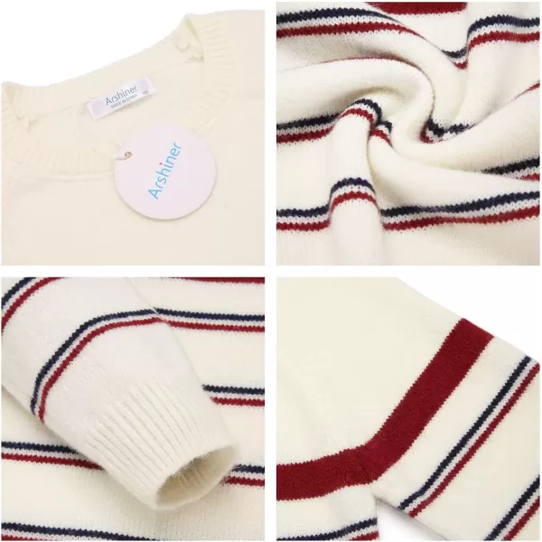 Arshiner Kids Boys Pullover Crewneck Sweater Long Sleeve Knit Stripe Casual Sweater for 5-13Years