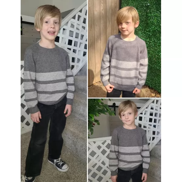Arshiner Kids Boys Pullover Crewneck Sweater Long Sleeve Knit Stripe Casual Sweater for 5-13Years