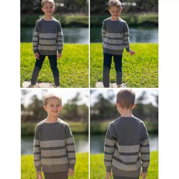 Arshiner Kids Boys Pullover Crewneck Sweater Long Sleeve Knit Stripe Casual Sweater for 5-13Years