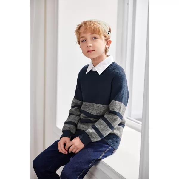 Arshiner Kids Boys Pullover Crewneck Sweater Long Sleeve Knit Stripe Casual Sweater for 5-13Years