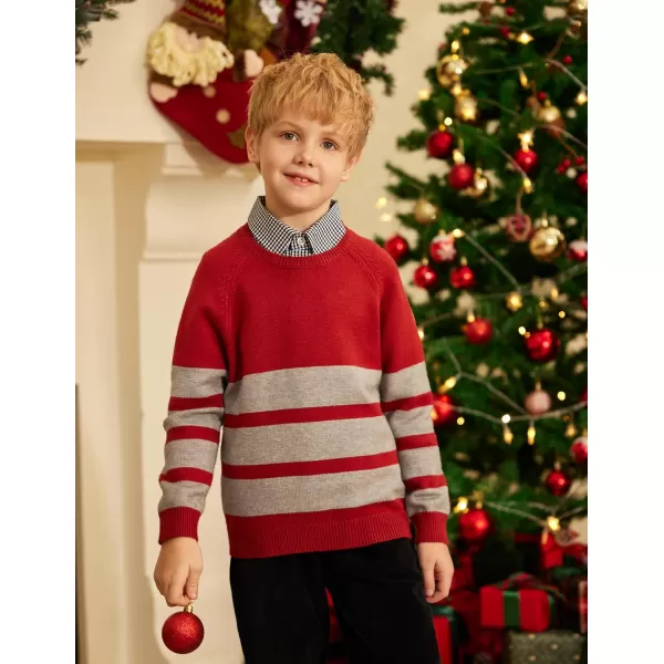 Arshiner Kids Boys Pullover Crewneck Sweater Long Sleeve Knit Stripe Casual Sweater for 5-13Years