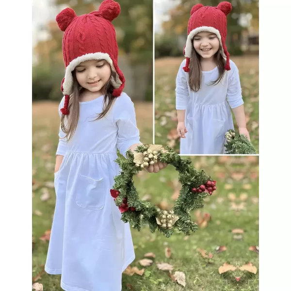 Arshiner Little Girls Dress Long Sleeve Solid Color Casual Skater Pocket Dress