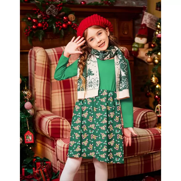 Arshiner Little Girls Dress Long Sleeve Solid Color Casual Skater Pocket Dress